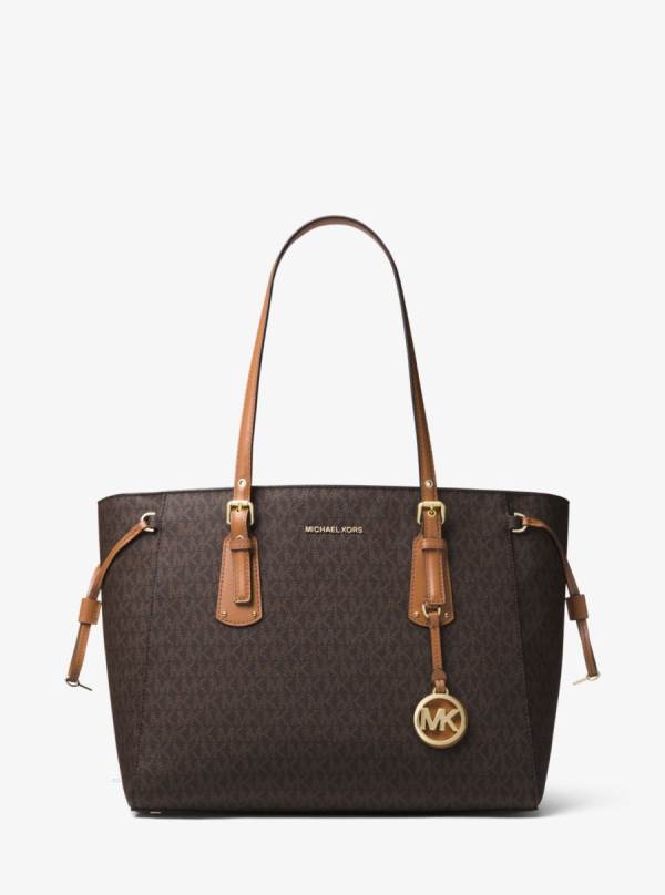 Damske Prenosná Taška Michael Kors Voyager Medium Logo Hnede - Kabelky Michael Kors Slevy | PUOFV-7236
